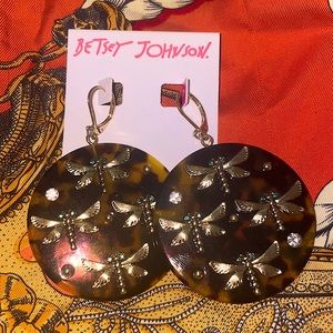 NET Betsey Johnson Tortoise Shell Dragonfly Earrings